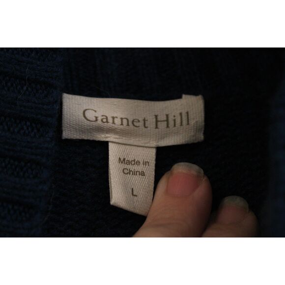 Garnet Hill Cable-Detail Cashmere Tunic Sweater size large teal - Picture 3 of 9